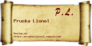 Pruska Lionel névjegykártya